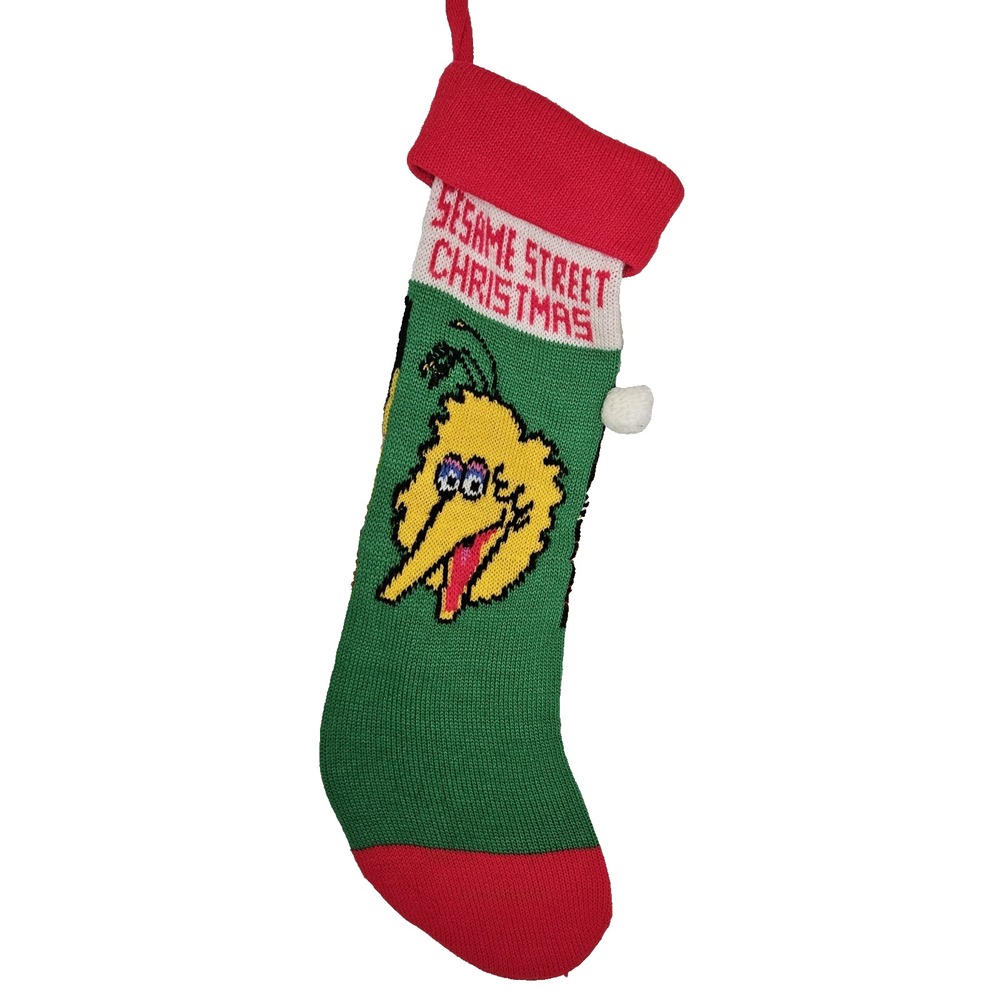 Vintage Sesame Street Big Bird Knit Christmas Stocking 20 Inches Long